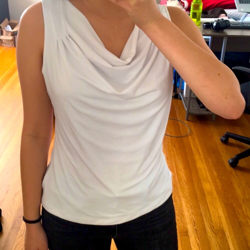 Gently used-Calvin Klein White Cowl Neck petite M